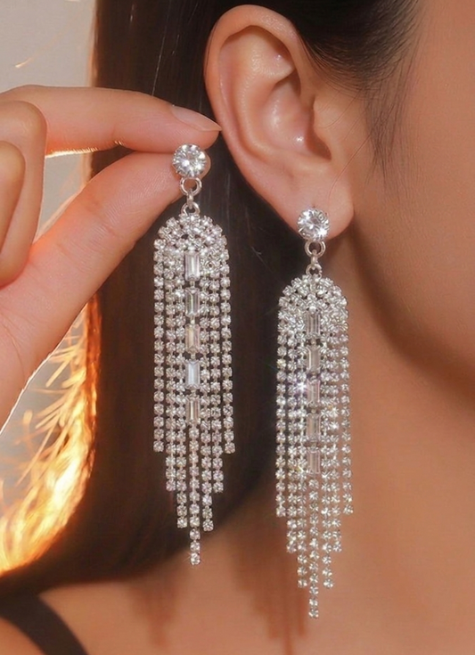 tiered crystal cascade drops earring
