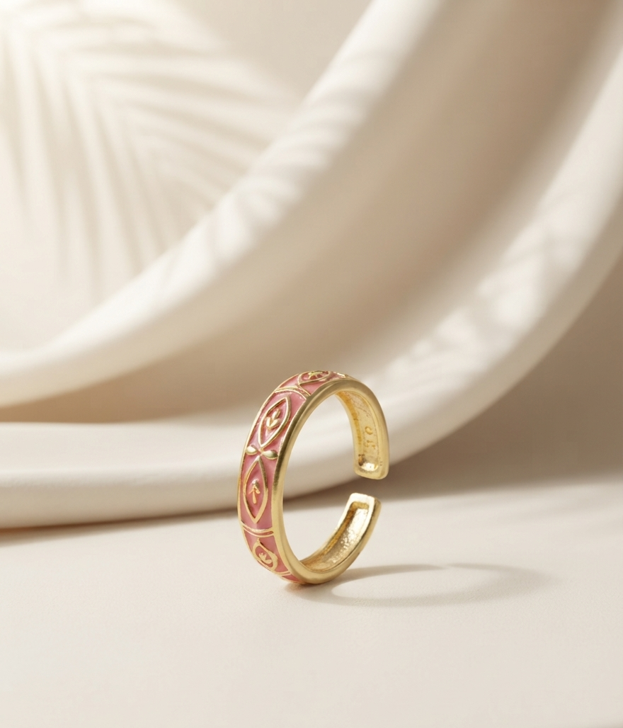 dark pink enamel ring