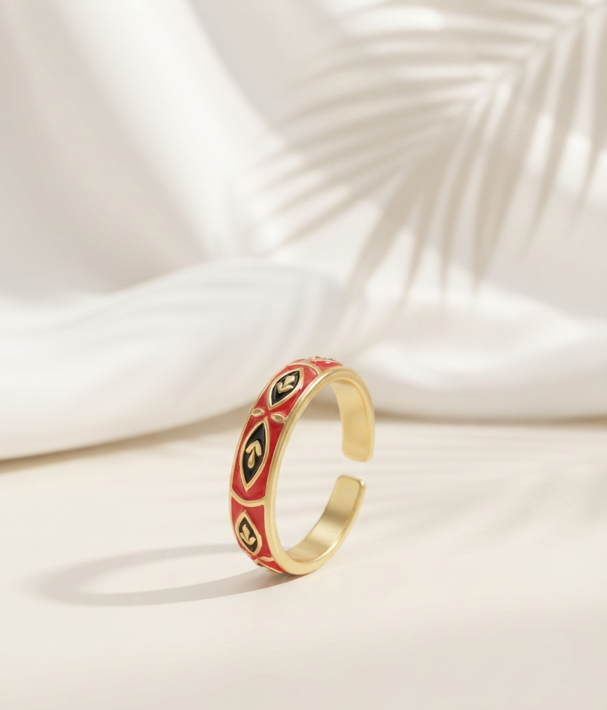 red black enamel ring