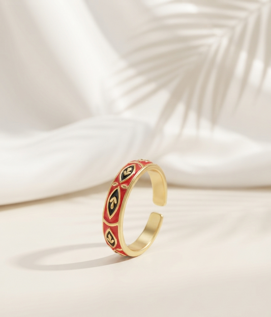 red black enamel ring