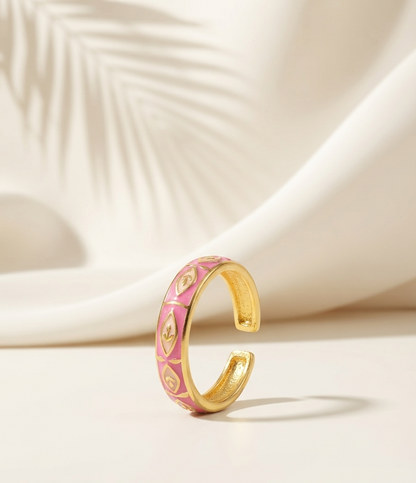 pink white enamel ring