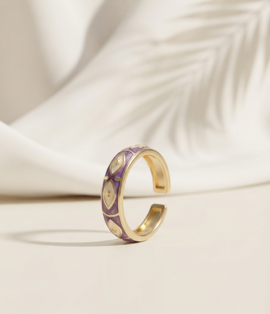 purple white enamel ring