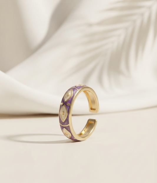 purple white enamel ring