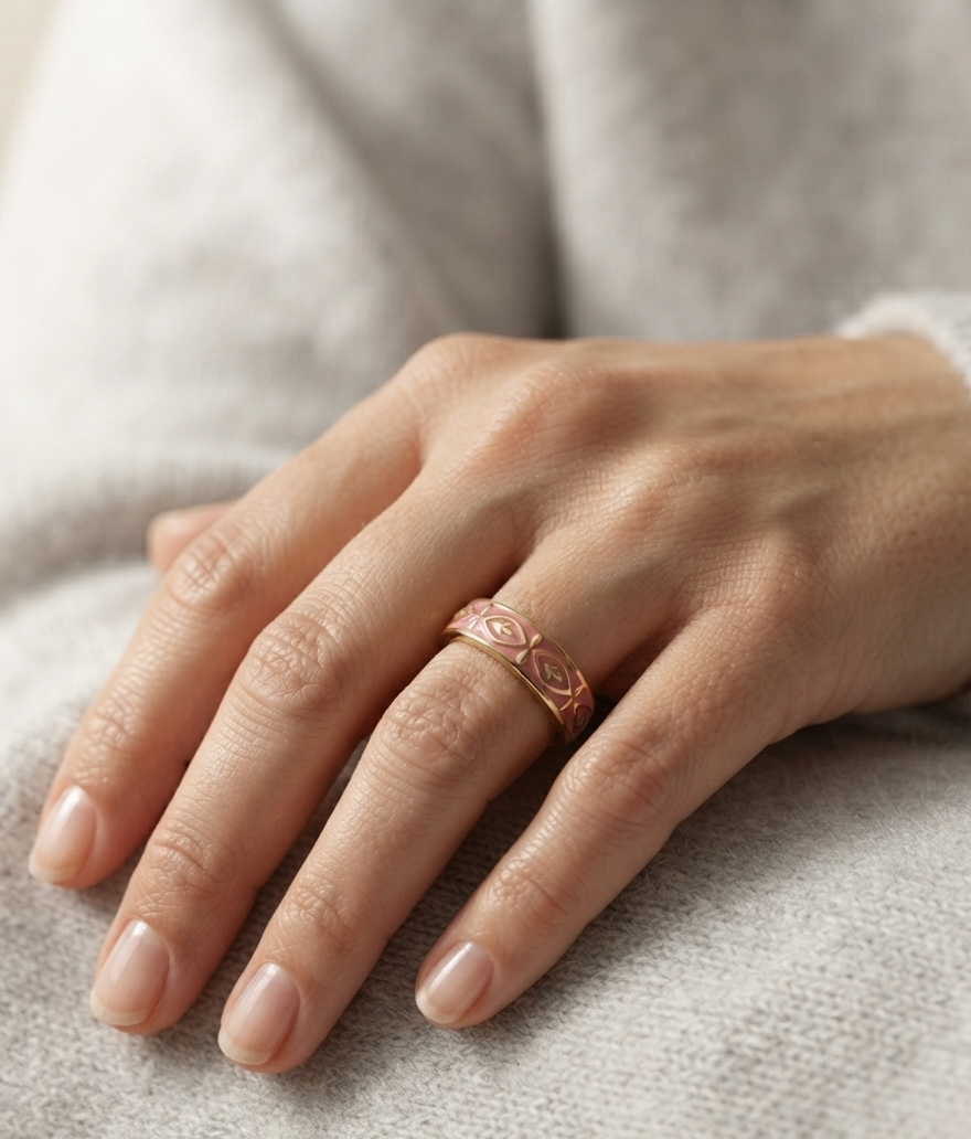 dark pink enamel ring