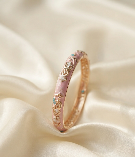 pink meadow enamel bangle
