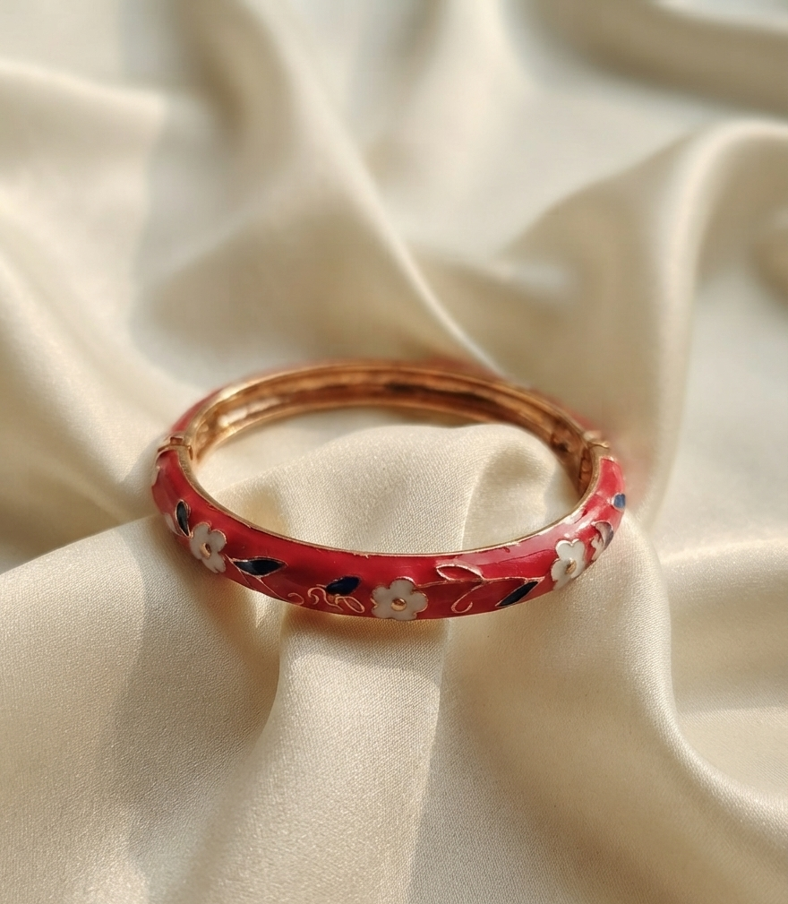 rosebud enamel bangle