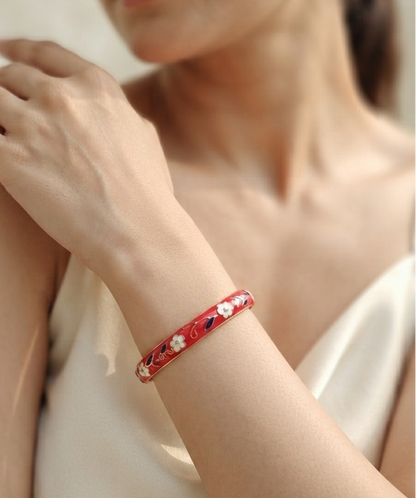 rosebud enamel bangle
