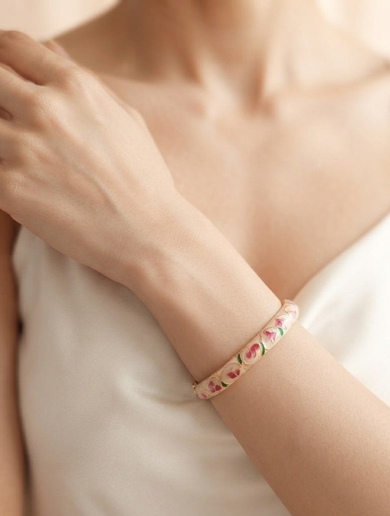 floral whisper enamel bangle