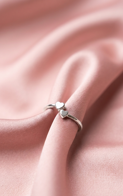 small dual heart ring