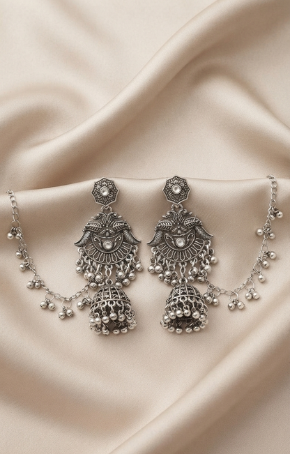 royal oxidised jhumka