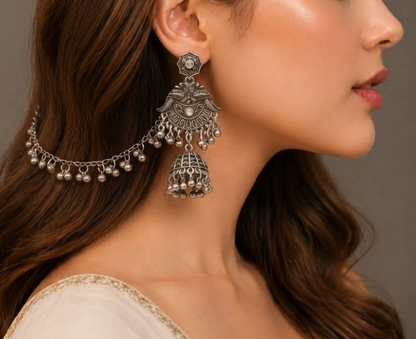 royal oxidised jhumka