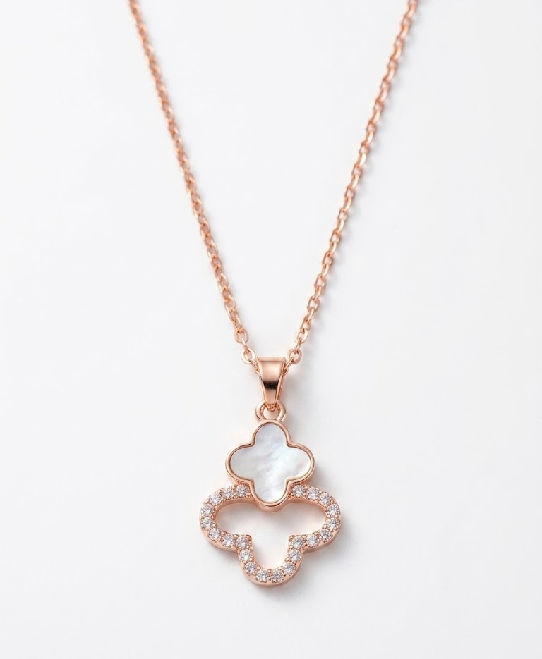 rosegold lumina leaf necklace