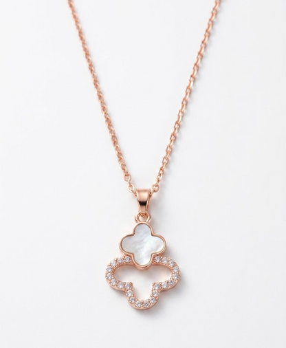 rosegold lumina leaf necklace