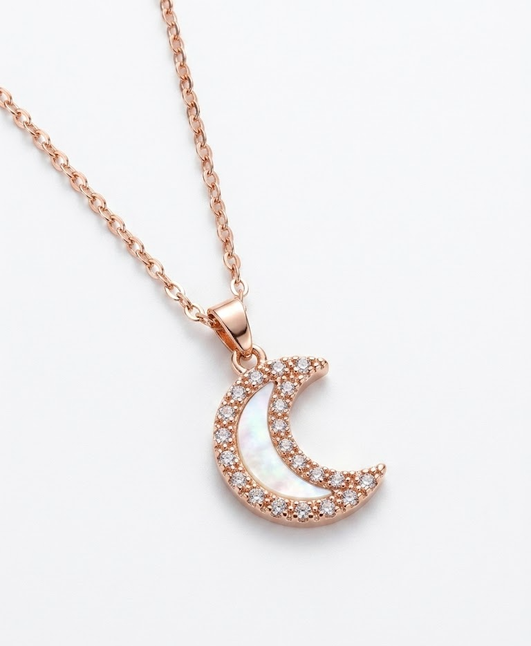 rosegold half moon necklace
