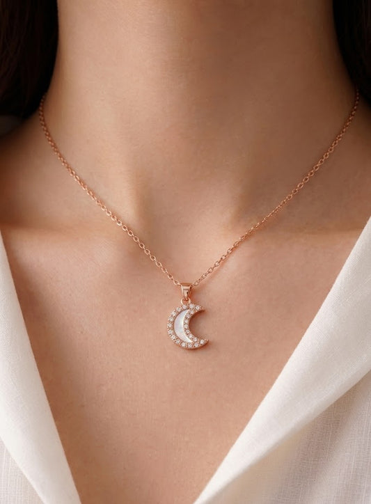 rosegold half moon necklace