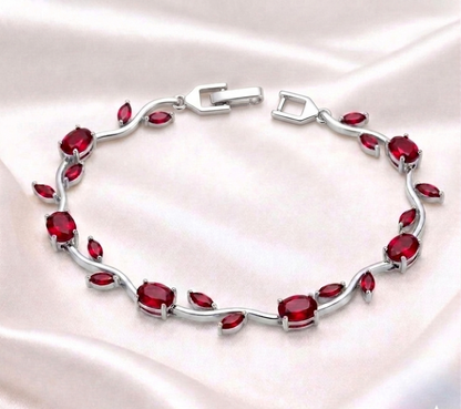 tulip bracelet (red silver )