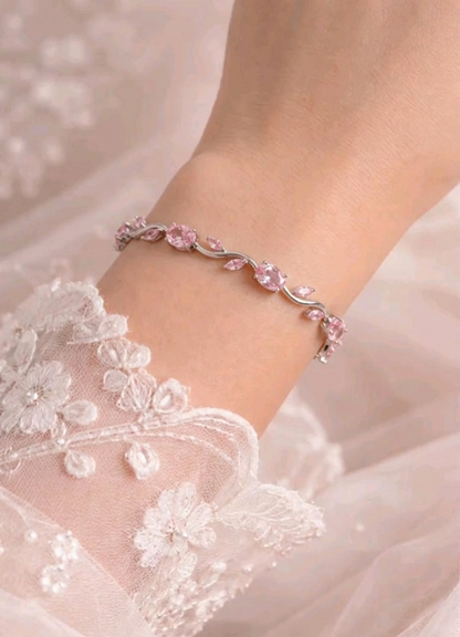 tulip bracelet (silver light pink)
