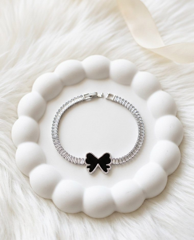Crystal Noir bow bracelet