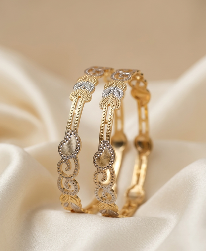 Gold and Silver Patterned Bangle