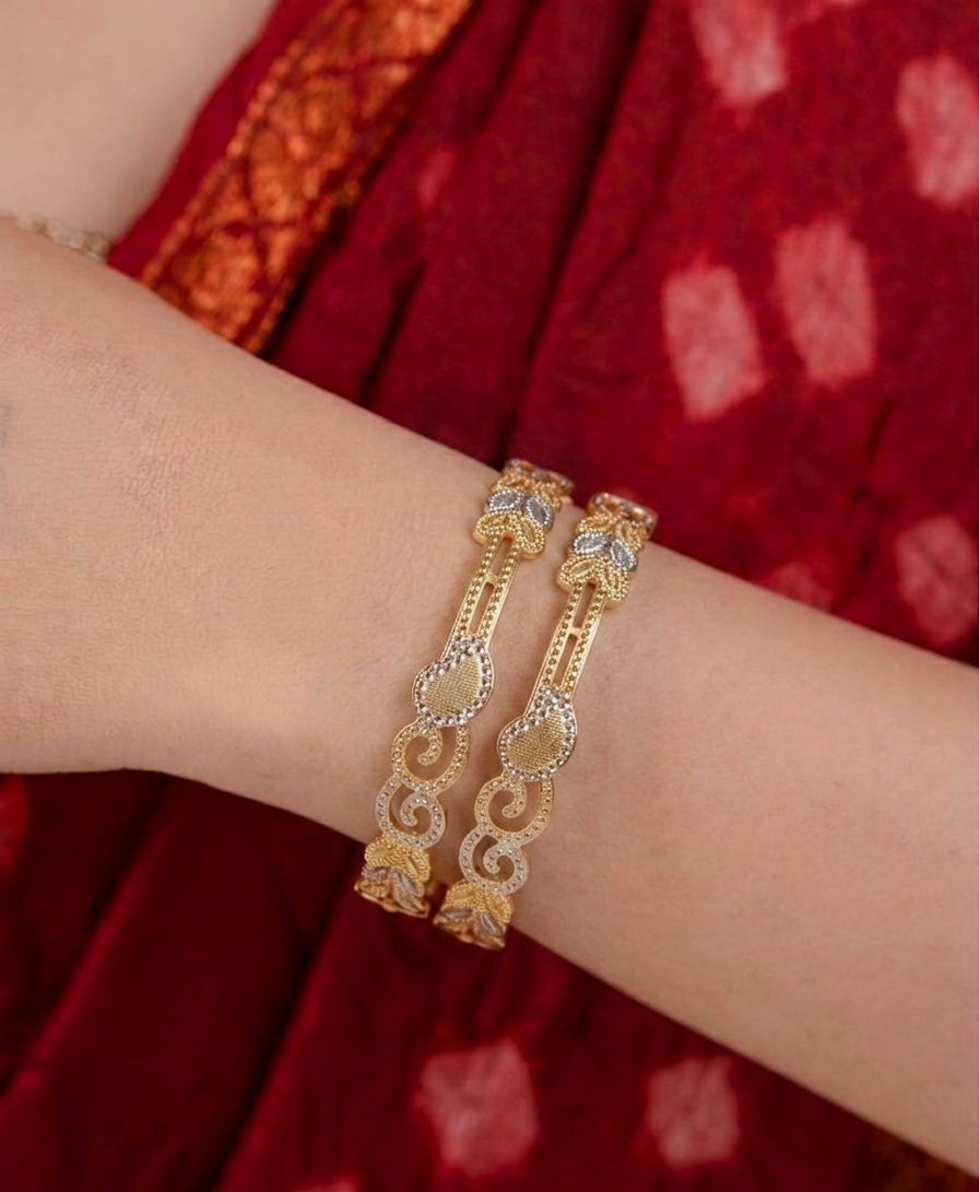Gold and Silver Patterned Bangle