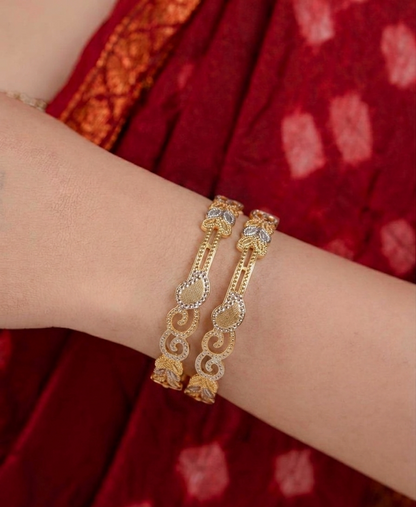Gold and Silver Patterned Bangle