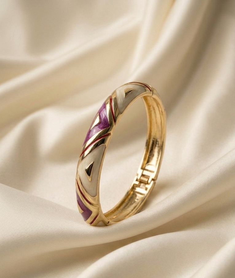 triangle design enamel bangle purple