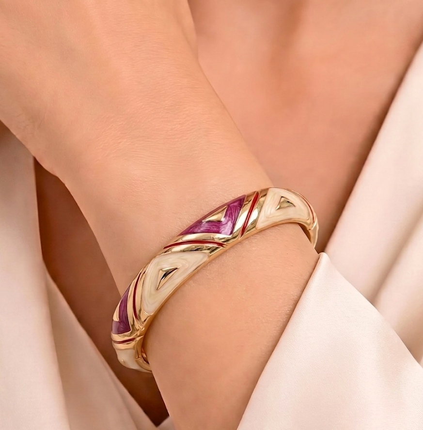 triangle design enamel bangle purple