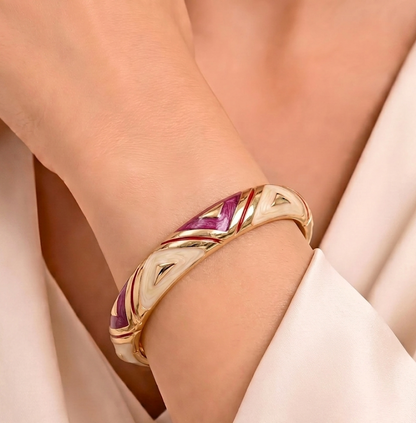 triangle design enamel bangle purple