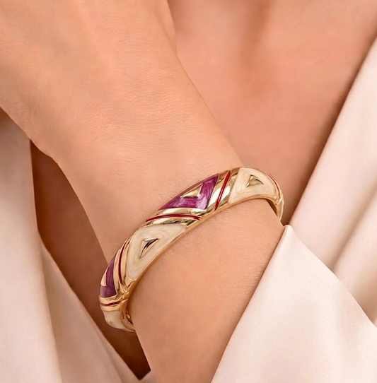 triangle design enamel bangle purple