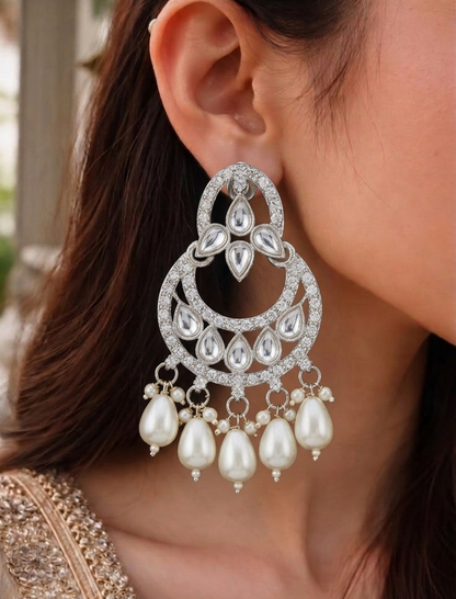 Pearl Drop Chaandbaali Earrings