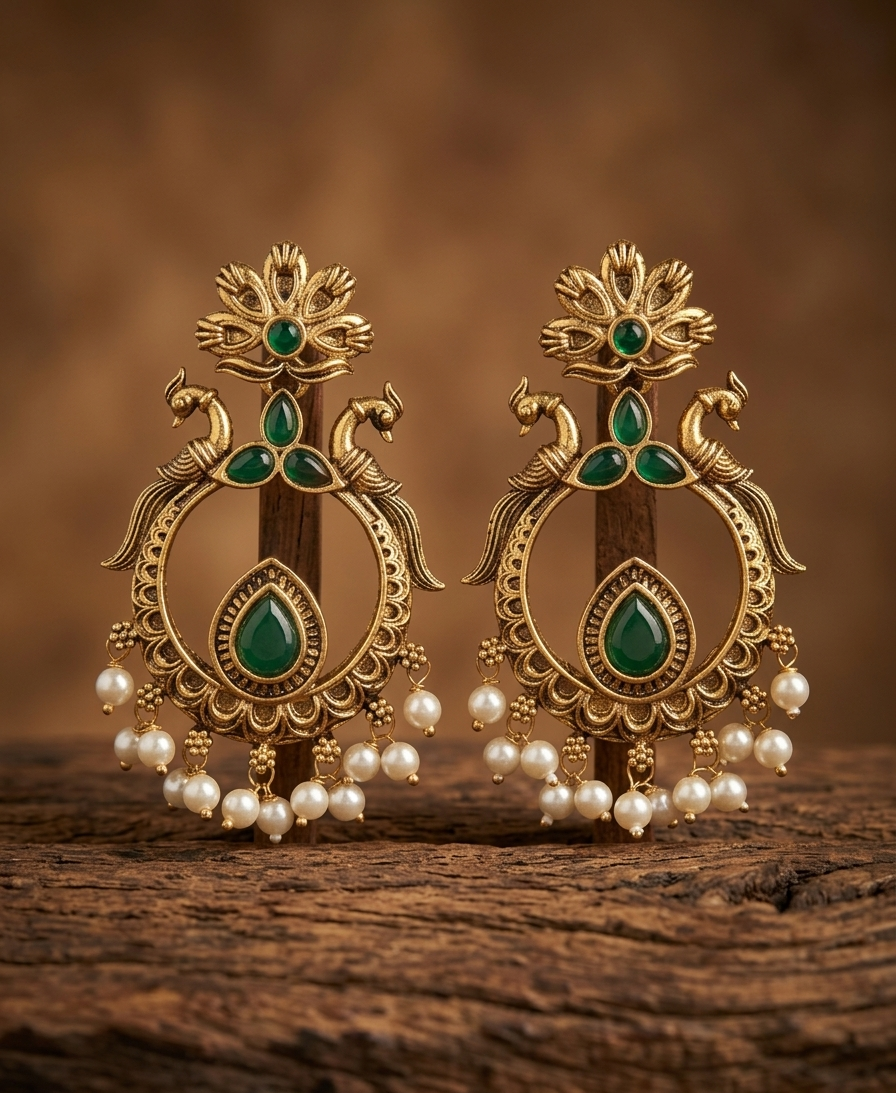 mayura mudra drops earings