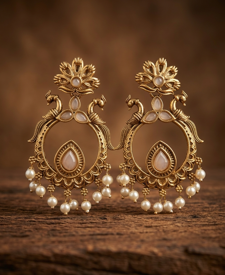 mayura mudra drops earings