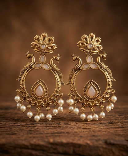 mayura mudra drops earings
