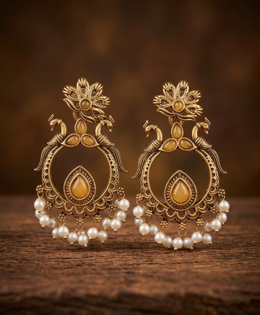 mayura mudra drops earings