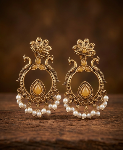 mayura mudra drops earings