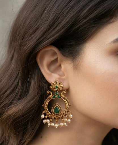 mayura mudra drops earings