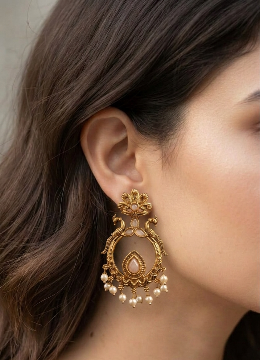 mayura mudra drops earings