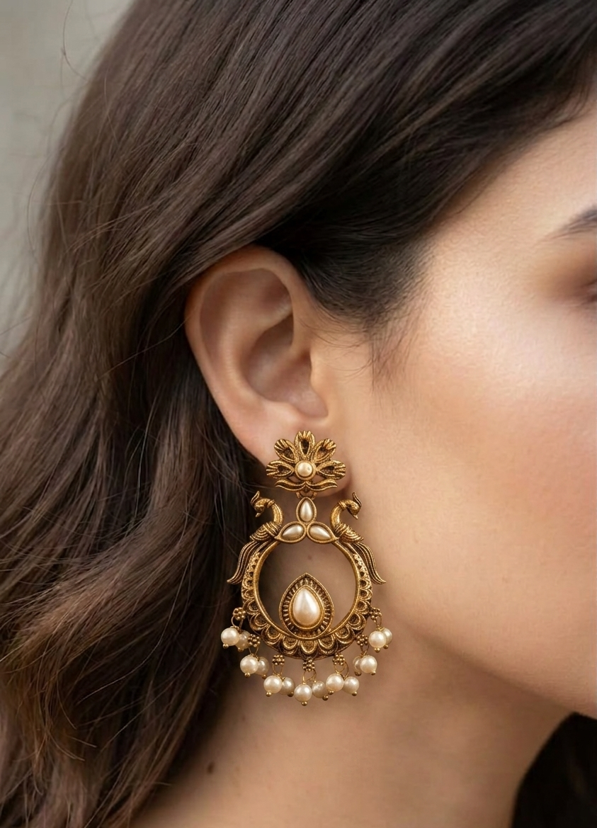 mayura mudra drops earings