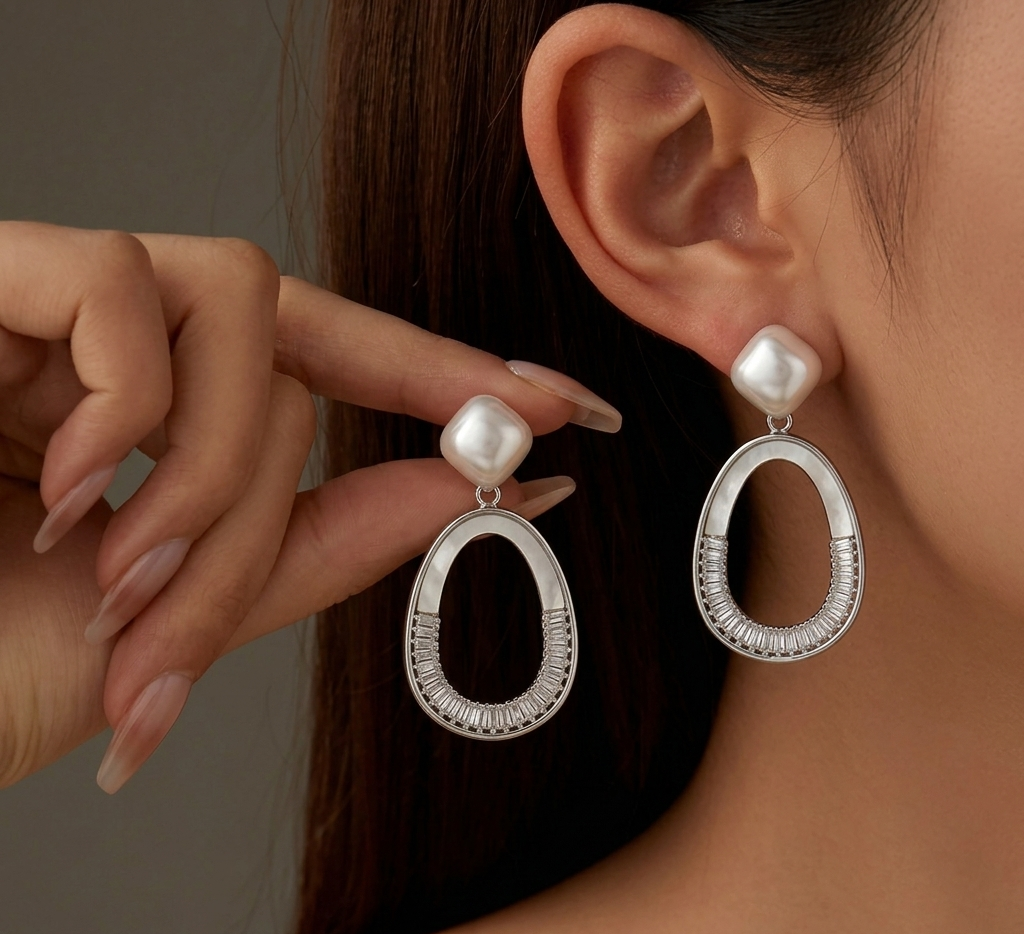 sculpted pearls earing