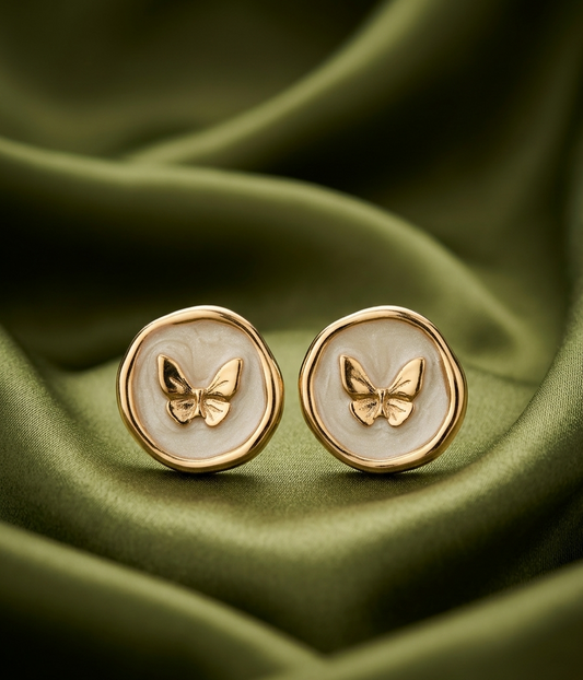 Golden Butterfly Enamel Studs