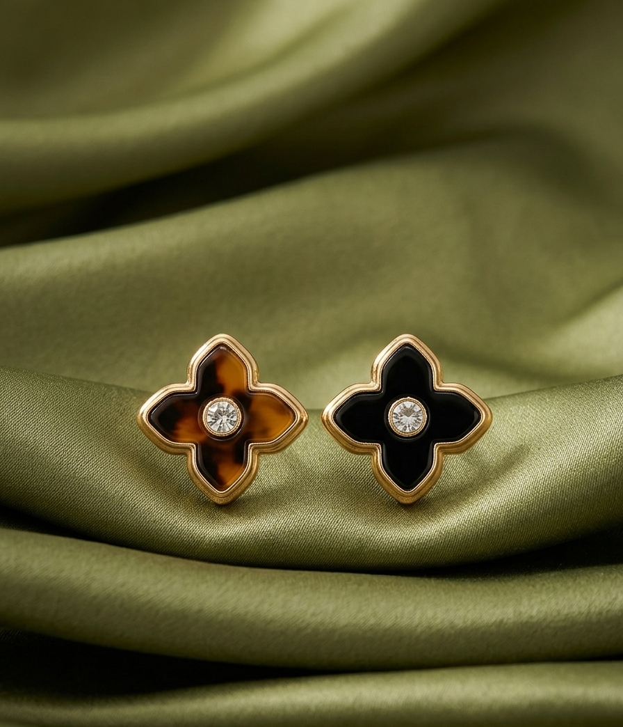 Four-Leaf Clover Crystal Studs