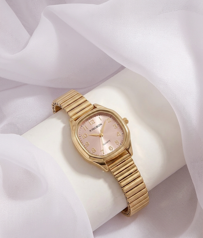vintage watch pink dial golden