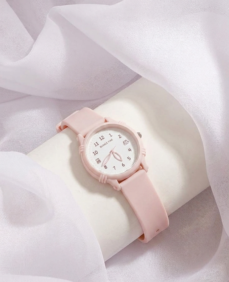 pink silicon belt watch