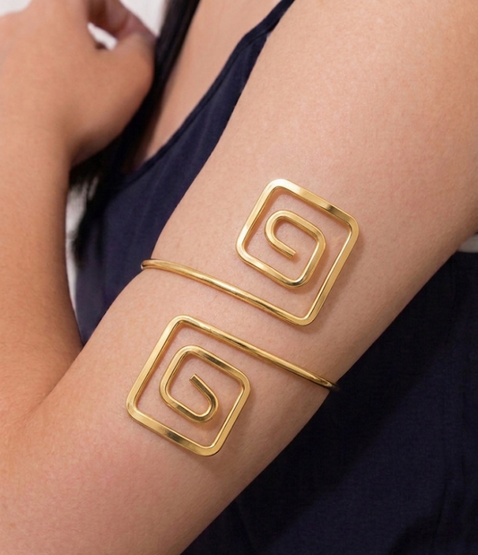 golden square spiral cuff