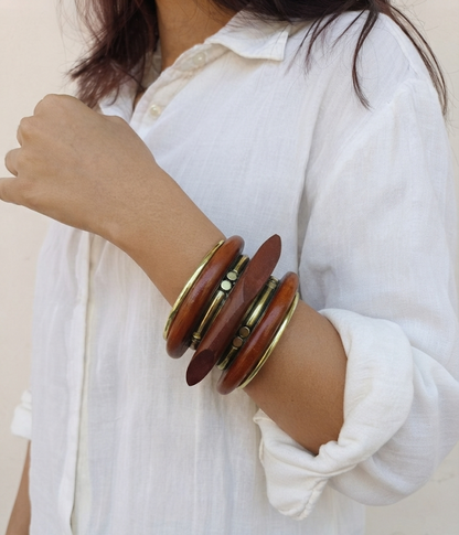 the geometric horizon wooden bangle