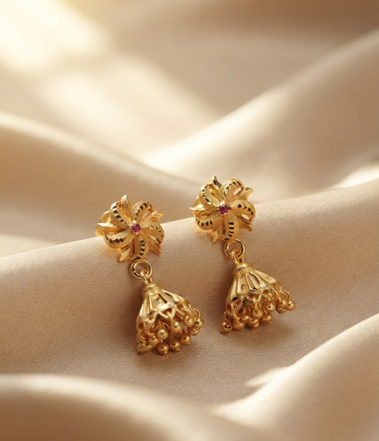 golden petal jhumkis