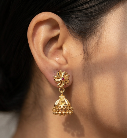 golden petal jhumkis