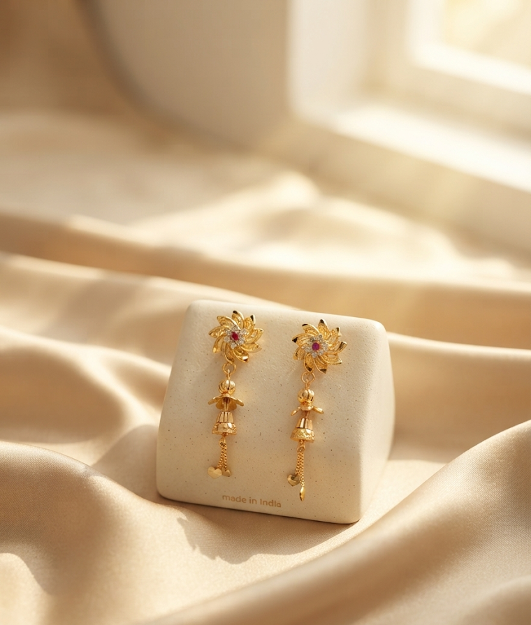 golden petal jhumka