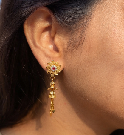 golden petal jhumka