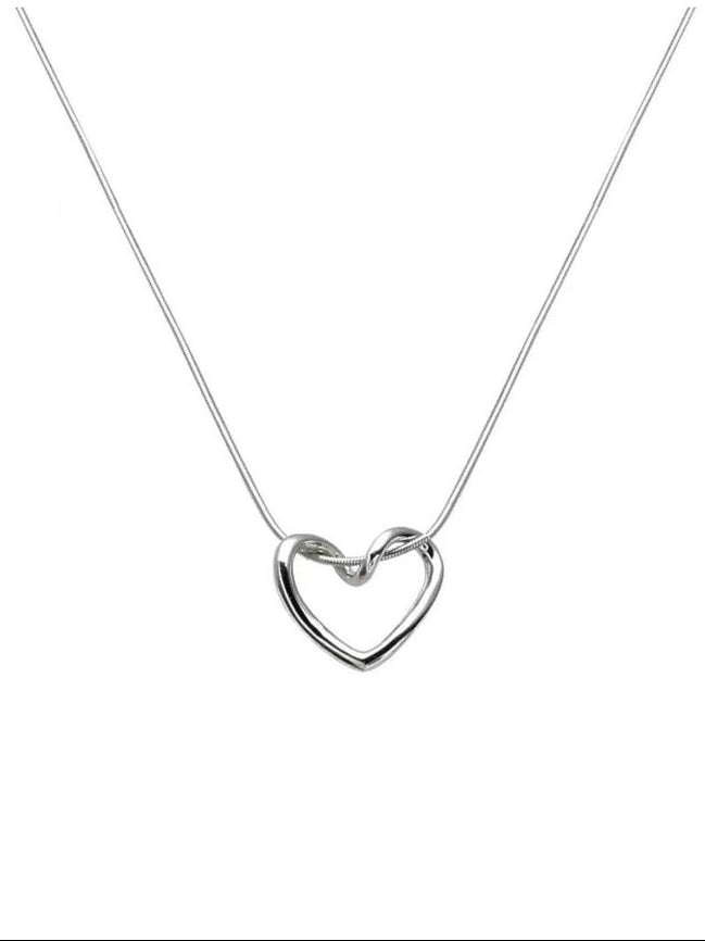 hollow heart necklace (silver)